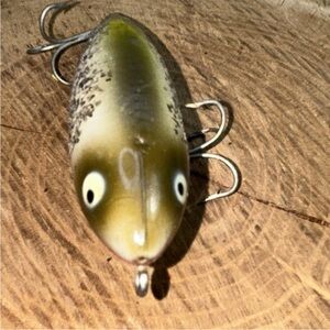 Vintage Heddon Zara II Topwater Fishing Lure Green White Brown